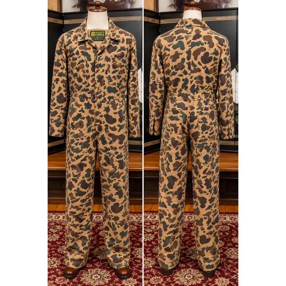 Vintage Hunter's Choice Duck Camo Coveralls Jumpsuit Men's Medium 100% Cotton